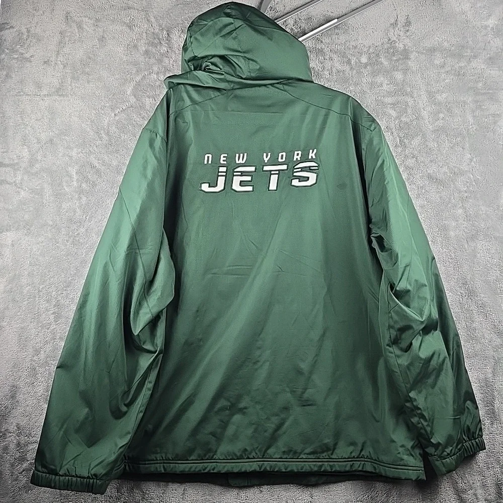 New York‎ Jets Jacket Mens 2XL Green NFL Football Reebok Fleece Lined Hooded Zip
